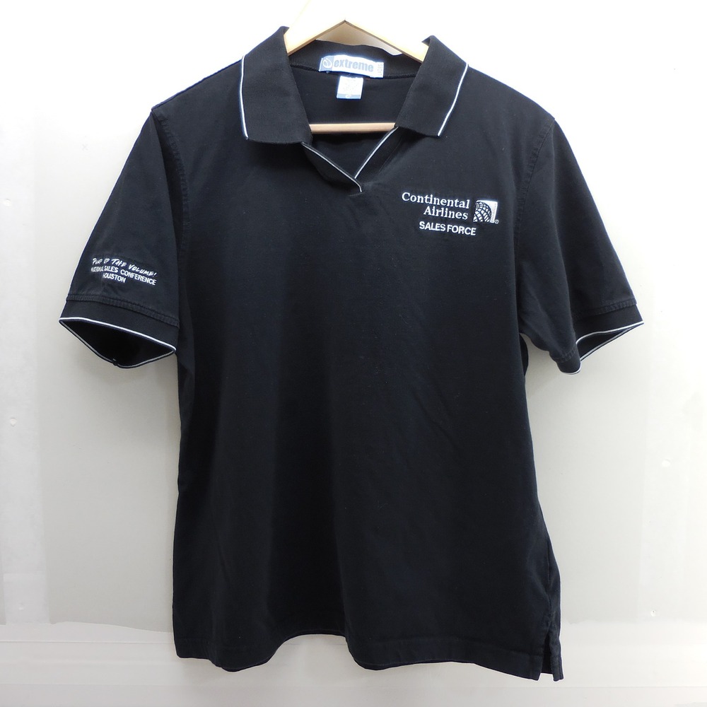 Extreme Continental Airlines Sales Force Polo Shirt Black Cotton Ladies XL 1704